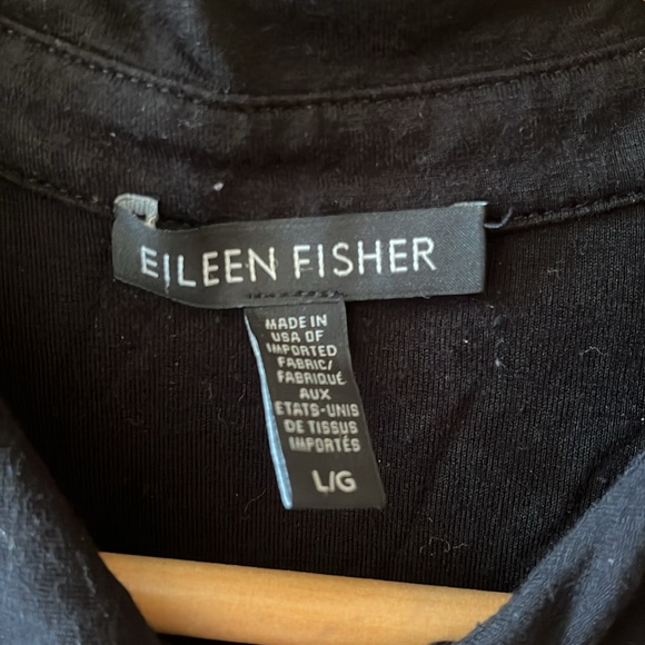 Eileen Fisher | Black | collared tunic | sleeveless | button up | Size Large - Picture 3 of 5
